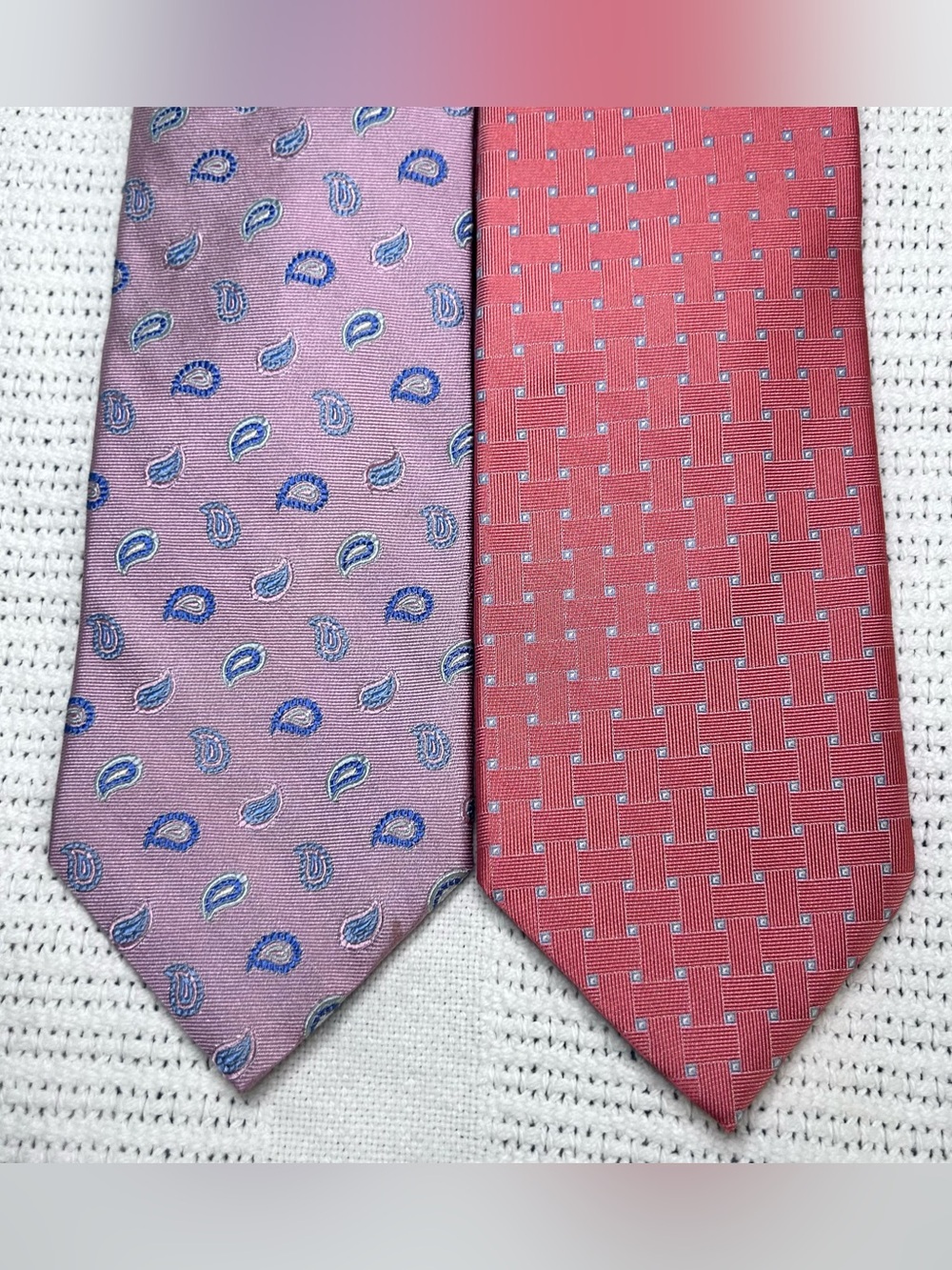 Brooks Brothers 346 100% Silk Pink Paisley Ties Lot Of 2 Made in USA Italy